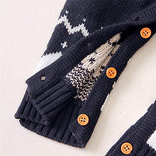 Xmas Gebreide Onesie voor Baby Jongens Meisjes Kerst Pullover Pasgeboren Mijn Eerste Xmas Romper Rood Baby Trui Bodysuit Outfit, Donkerblauw, 6-12 Maanden - Afbeelding 8