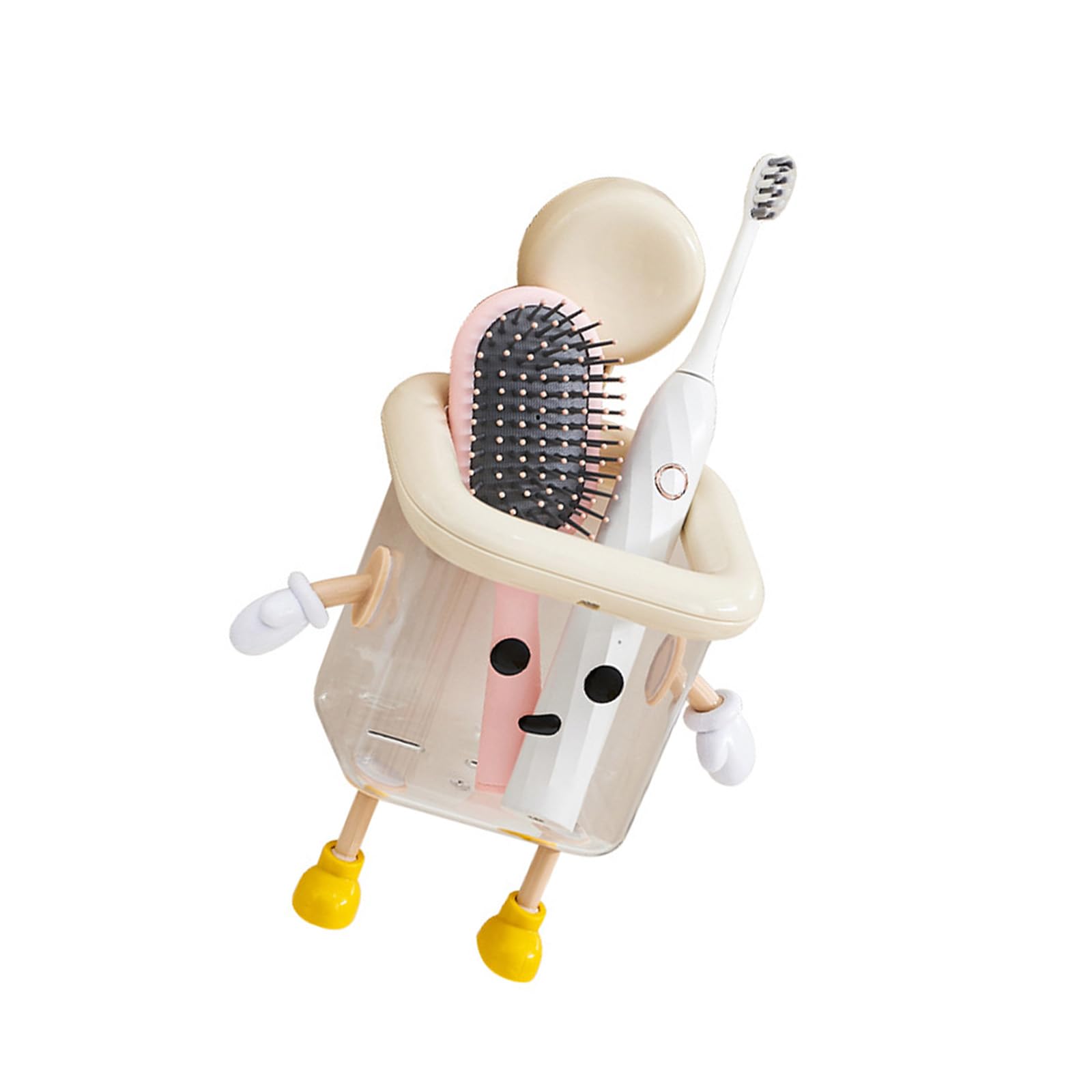 Practical Bathroom Organiser with Suction Cup Wall Mounted Storage Rack Toothbrush Holder for Countertop Space Saving Toothpaste Organiser