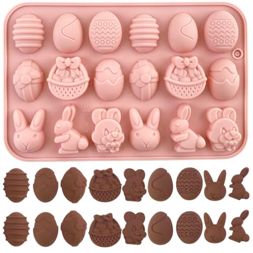 Molde de silicona de Pascua para chocolate, huevo, conejo, cabeza de conejo, forma de cesta de caramelos, moldes para chocolate, caramelos, gelatina (1 unidad)