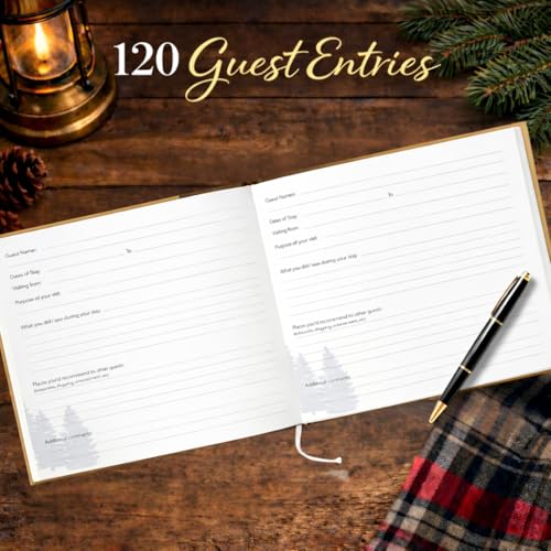 Image of Paper 'n Such Cabin Guest Book for Vacation Homes and Short Term Rentals -Kraft Hardcover - Airbnb Essentials for Hosts- Visitor Sign in Journal Guesthouse Welcome Log