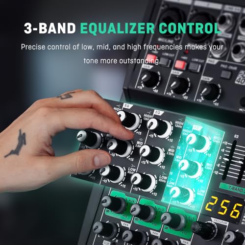 Mezclador de audio de 8 canales BOMGE con Bluetooth y DSP de 256 bits para PC 3