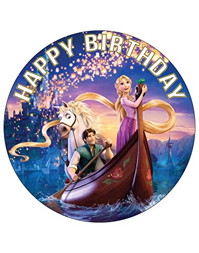 7.5 Inch Edible Cake Toppers Happy Choices – Golden Princess Inspired Birthday Party Collection of Edible Cake Decorations