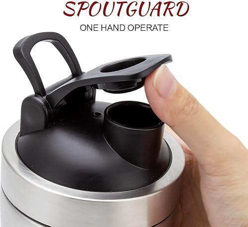 Miniatura 4 de VALESKA Botella mezcladora de proteínas con almacenamiento, botella agitadora aislada, botella agitadora de acero inoxidable, botella agitadora de