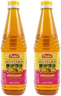 Punjas - 100% Pure Premium Quality Mustard Oil (Pack Of 2 x 25.36 Oz Bottle) Extracted from Fresh Mustard Seeds FijiProduct.com