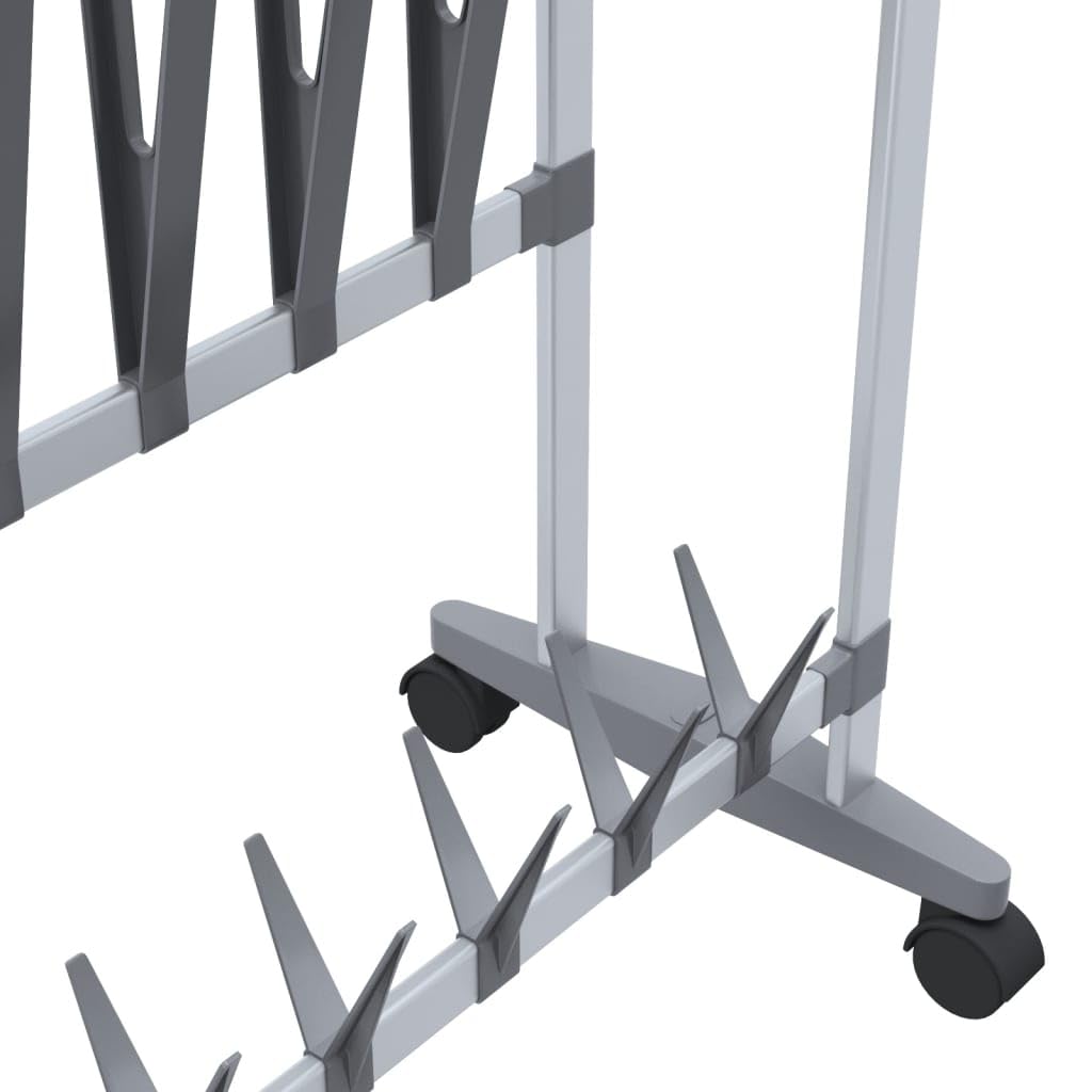 Schuhregal mit Rollen Silber 89x27x120 cm - Mobiler Schuhständer aus Aluminium für 40 Paar Schuhe und 10 Paar Stiefel - Platzsparende Schuhablage für Flur und Diele