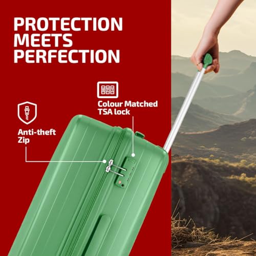 Image of VIP Quad Pro Check-in 75 Cm 8 Spinner Wheels Trolley Bags for Travel, Hard Case Lightweight Bag with TSA Lock, Anti-Theft Zipper & Premium Interiors (Green) (Large)