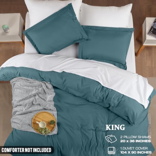Image of Duvet Cover King, 3 PC Cotton Like Polyester, Zipper Closure, Blue Heaven
