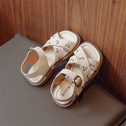 Girls No Heels Shoes Embroidered Princess Dress Shoes Slip On School Party Little Girls Flip Flops Size 114