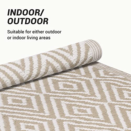 JEMIDI Terrassenteppich Außenteppich 120x180cm Balkonteppich Terrasse Balkon Outdoorteppich Teppich Garten Außen Outdoor Läufer Gartenteppich (Beige)