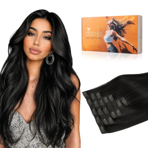 DOORES Clip in Hair Extensions Human Hair, Fast 5 Minutes Installation