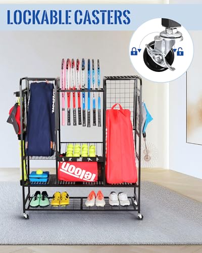 Image of Mythinglogic Rolling Tennis Equipment Organizer with Racket Storage