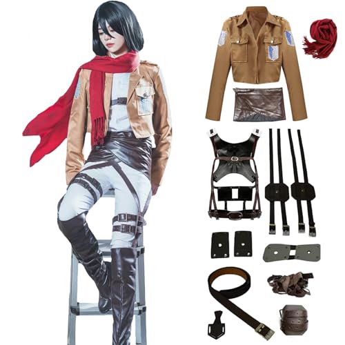 Fiamll Ackerman - Costume de cosplay, pour cosplay, Halloween, carnaval, fêtes, pour adultes, kaki, XL