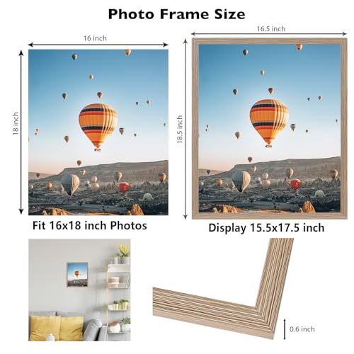 Image of JCJMY Rustic Brown 16x18 Picture Frame for Poster Photo, Horizontal and Vertical Formats, Wall Hanging, 16 x 18 Wall Gallery Frame