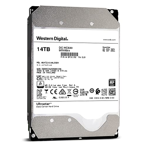 Image of Western Digital 14TB Ultrastar DC HC530 SATA HDD - 7200 RPM, SATA 6 Gb /s, 512MB Cache, 3.5 inch - WUH721414ALE604 (Renewed)