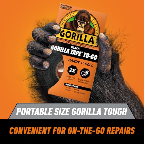 Image of Gorilla 6100116 6100101-2 Duct Tape to-Go, 1 inch x 10 yd, Black, (Pack of 2), 2-Pack, 2 Piece