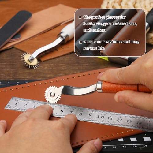 Nitlak 2 Pcs Tracing Wheel,Tracing Wheel Sewing Tool,Wooden Handle Stainless Steel Pounce Wheel,Tracing Wheel thumb #3