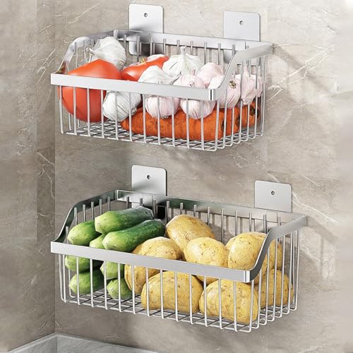 Cesta de almacenamiento de frutas y verduras apilable de acero inoxidable