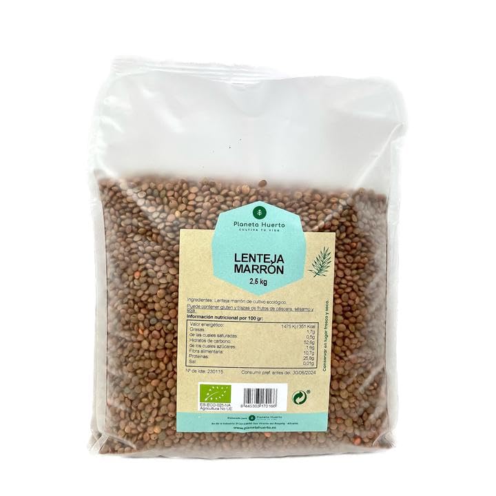 PLANETA HUERTO | Lenteja Marrón ECO 2,5 kg - Fuente Rica en Minerales y Proteínas para Dietas Saludables