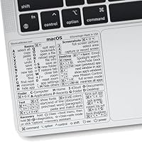 Synerlogic Mac OS Shortcuts Sticker | Keyboard Stickers for macOS | No-Residue Laminated Vinyl MacBook Cheatsheet for Laptop | MacBook Shortcuts 2025 (Clear/Black)