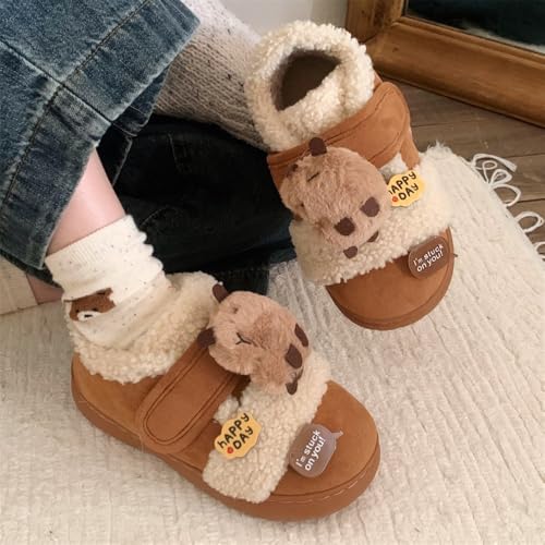 Capybara Slippers Cute Fuzzy Warm Plush Winter Shoes, Cozy Indoor Outdoor House Sandals Bedroom Comfort Wear Soft Cloud Slide Fur Furry Lightweithg Anti-Skid Funny Grip Platform Fleece Lining Slippers4