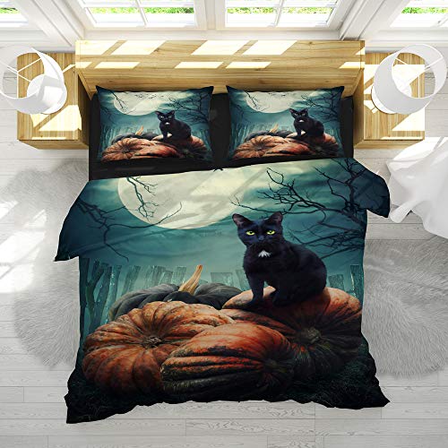 KASABULL Bettwäsche Warrior Cats (Die Neue Prophezeiung, Mitternachts-Originalcover) Bettbezug Set mit Marmor Muster, 3 teilig microfaser Bettwäsche warme Bettbezüge mit Reißverschluss 135x200 cm