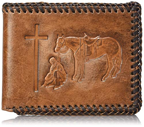 Nocona Belt Co. Nocona Praying Cowboy Embosed Bifold Wallet, tan