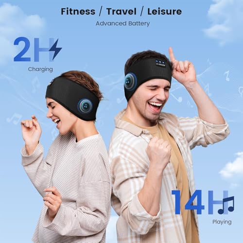 Image of LC-dolida Bluetooth Headband, Wireless Band Sleep Headphones Sleep Mask with Thin HD Stereo Speakers Music Headband Perfect for Side Sleepers, Sport