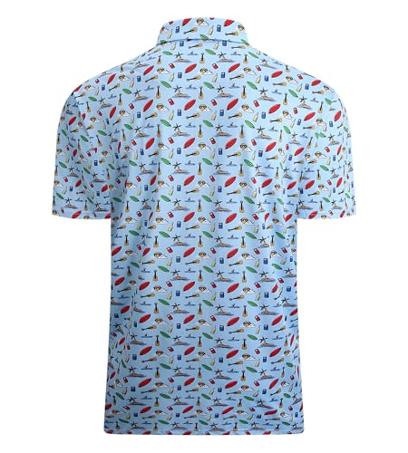 Alex Vando Mens Hawaiian Golf Shirt Moisture Wicking Digital Print Golf Shirts for Men