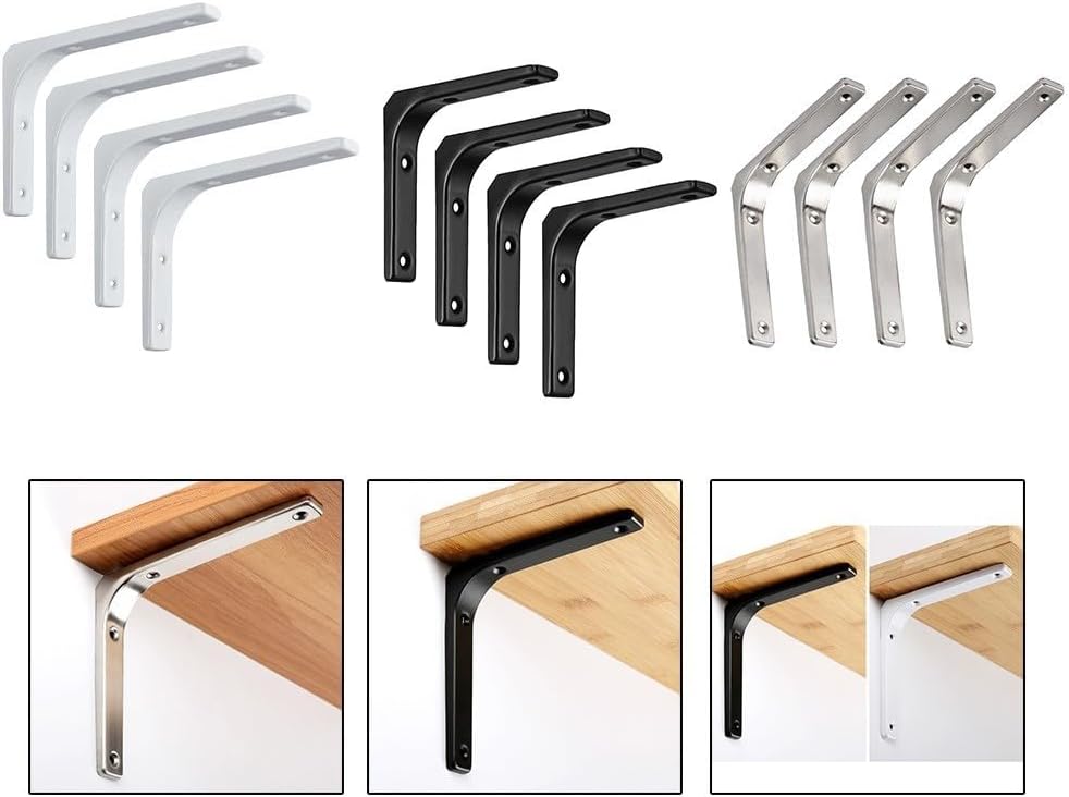 Heavy Duty L Shaped Steel Shelf Wall Mount Brackets for DIY Home Decor Furniture L Corner Joint Angle Bracket Shelf Wall Hanging