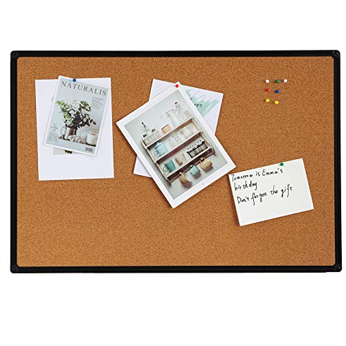 Dexboard Cork Bulletin Board, 2 Pack 48" X 36" Cork Notice Board Bulletin Message Memo Pin Board, Black Aluminum Frame #TOP1