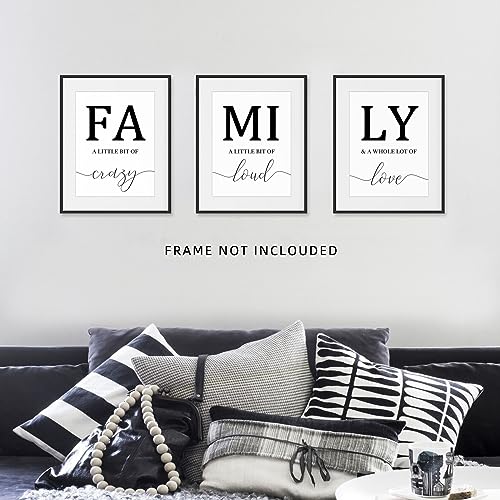 Family Poster Black and White Wall Art for Living Room 11x14 Canvas Prints Unframed Set of 3 - Image 2