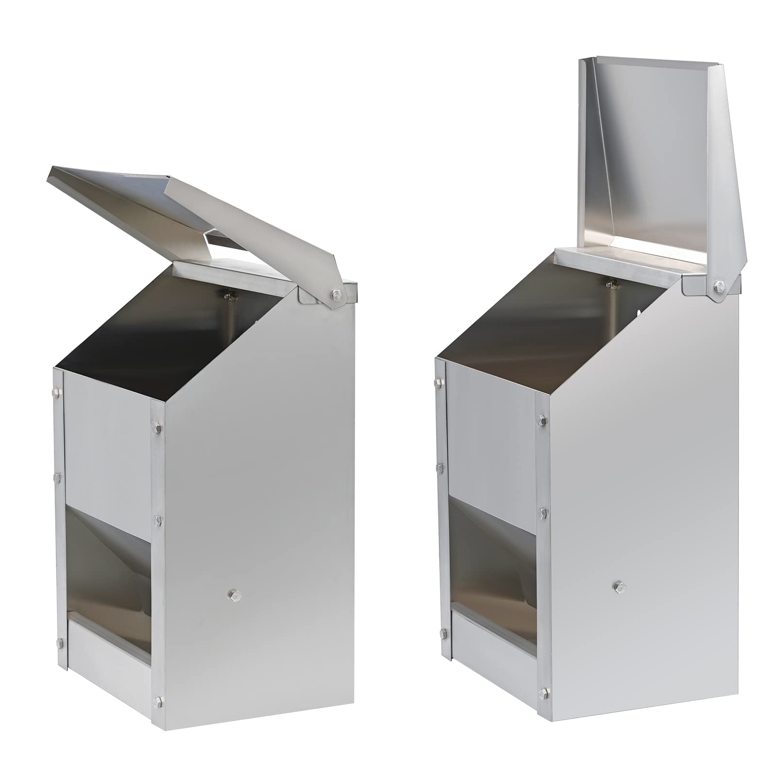 4.5kg Comederos de Pollo de Acero Inoxidable Sin Residuos Alimentador Automático de Aves de Corral con Tapa Alimentador de Montaje En Pared Resistente a La Intemperie Comedero de Gallinero