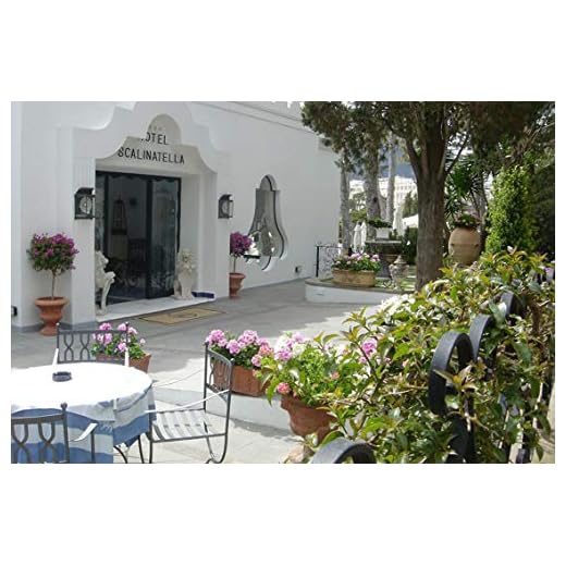 Wall Art Print on Canvas(32x21 inches)- Capri Italy Hotel Terrace Architecture Landmark