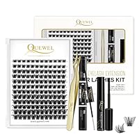 QUEWEL 144 Pcs DIY Wimpern-Extensions, Lash-Extension mit langanhaltenden Cluster-Lashes Bond und Seal, natürliche Lash-Cluster für Anfänger zu Hause (QU-RR-DH-01)