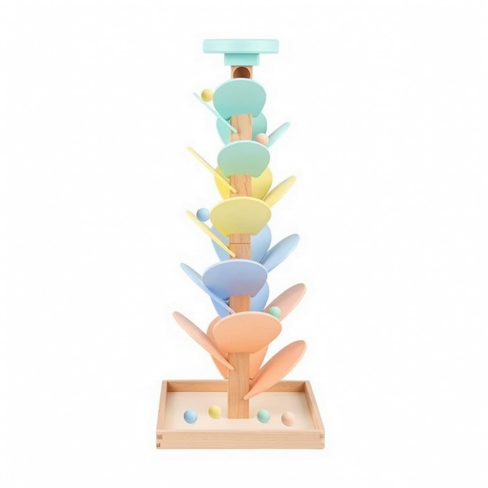 predolo Percorso Cascata per Palline in Legno Educativo, Giocattolo a Rampe a Petalo con Palline Rotolanti, Non Elettrico, per Area Giochi, Stile D