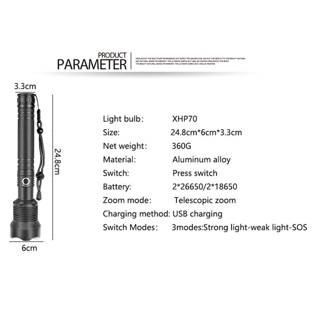Flashlight 10000 lumenów XHP70 Most Powerful Zoomable LED USB Rechargeable Tactical Flashlight