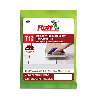 Roff Rainbow Tile Mate Epoxy (Base + Hardener) & Filler to fill tile joints in kitchen, factory | stain and chemical resistant | 738 GM Natural