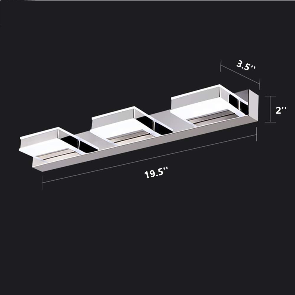 Nowoczesna lampa łazienkowa LED, akrylowa kwadratowa oprawa do makijażu, oświetlenie ścienne do lustra łazienkowego (3 światła, białe światło) 8 (ciepłe światło, 3 światła)