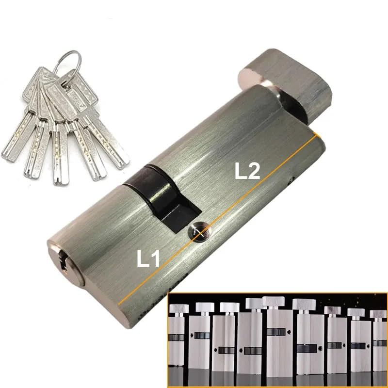 SchließZylinder Sicherheitstür-Mitten-Asymmetrie-Schließzylinder, mit Knopf, Kunststoff-Stahl-Aluminium-Legierung, Tür-Exzenterschlosskern Zylinderschloss(30x60T)