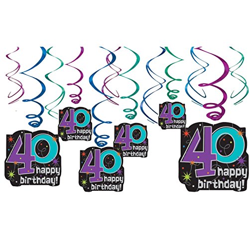 40th Celebration Value Pack Hanging Swirl Decorations, Birthday