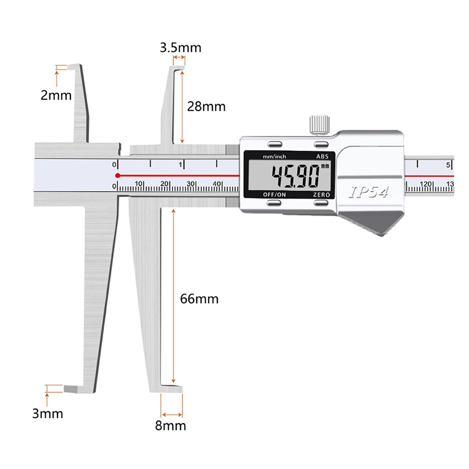 Calibro in Acciaio Inossidabile con Doppia Scanalatura Interna Display Digitale Calibro Strumenti di Misurazione Ad Alta Precisione Strumenti di Misurazione Non Standard(9-200mm)