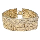 Bling Cartel Men's 14K Gold Plated Gold Nugget Hip Hop Bracelet Big 24MM Thick x 8' Inch