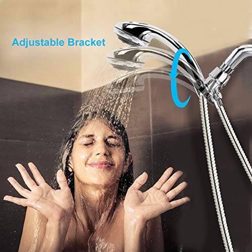 Chrider Handheld Shower Head with Hose, 7 Spray Settings Hand Held Shower Head, 3.2" High Pressure Showerhead, 60" Extra-long Stainless Steel Hose, Adjustable Mount, Chrome Handle Finish