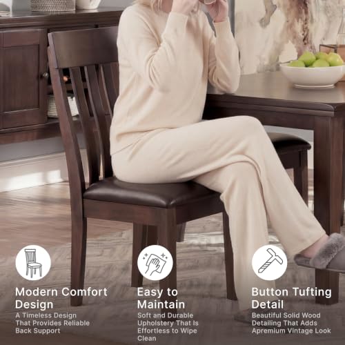 Image of Signature Design by Ashley Wildenauer Dining Chairs Set of 4, Modern Ladderback Dining Chairs with Solid Wood Frame, Two-Tone Finish, Contoured Seat, Black /Brown