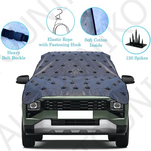 Image of Complete Protection Spike Car Cover for Mahindra Scorpio Protection from Street Dogs,Monkeys & Pets, Also Compatible with All Hatchback,Sedan,SUVs 16.5 Feet Universal Size
