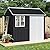 VanAcc 8.6x6x8 FT Outdoor Storage Shed with Lockable Hinged Double Doors and Upgraded Vents, Metal Shed for Backyard, Garden, Patio, Dark Black/White