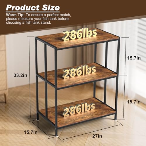 Fish Tank Stand for up to 10-20 Gallon Aquarium, 3 Tiers Heavy Duty Metal Aquarium Stand, Heavy Duty Turtle Tank Terrariums Tank Breeder Reptile Tank Stand for Home Office, 27.1” x 15.7” x 33.4” - Image 4