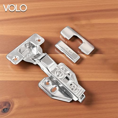 Image of VOLO Cabinet Hinges, Set of 1 (2 Pieces) for Furniture, Wardrobes, Doors, and Storage Units | (2D Soft Close (Stainless Steel), 8 Crank | Half Overlay)