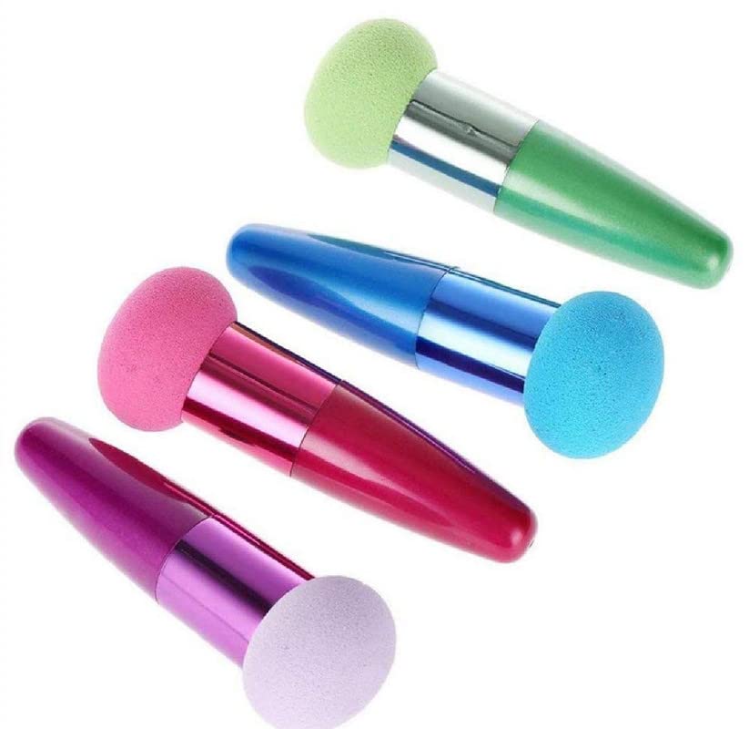 BALAAN'S BEAUTY BAZAAR Handle Sponge Puff Stick For Wet and Dry Cream, Foundation, Concealer & Multicolour Makeup Set Of 4