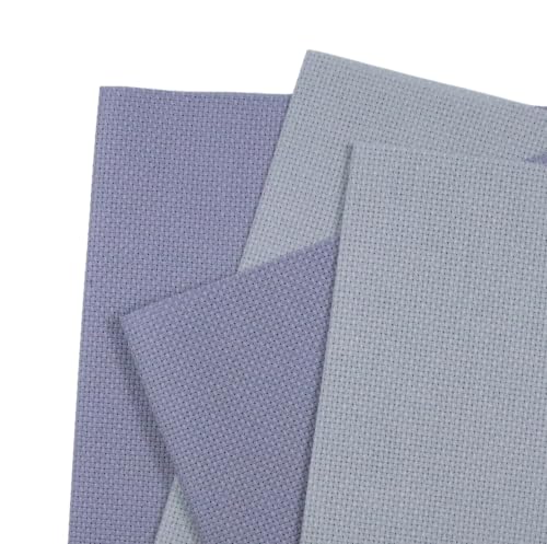 Image of KCS 4 /6 pc of 12 inch x 18 inch(30cmx45cm) 16 Count Cotton Aida Cloth Cross Stitch Fabric (4 pc,Light Grey+Light Steel Grey)